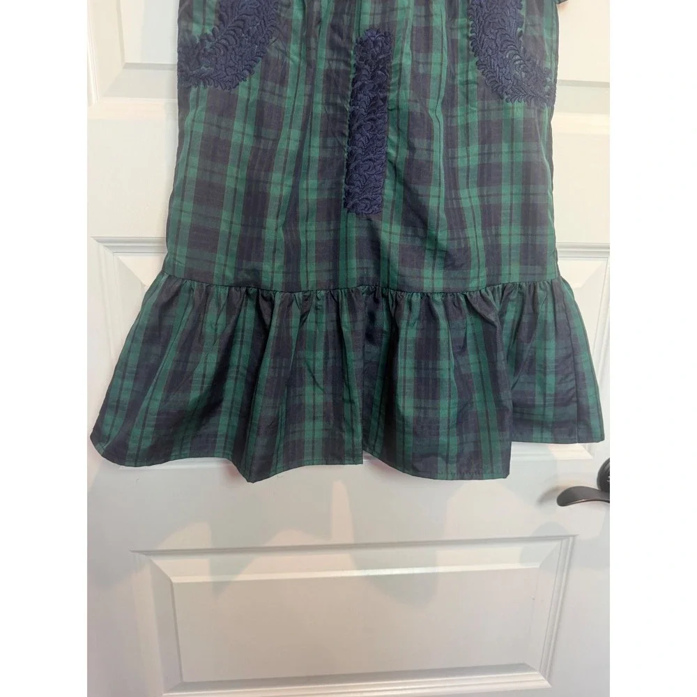 10.J. Marie Kids Green Navy Blue Plaid Lace Ruffle Dress JC1075 Size 5T